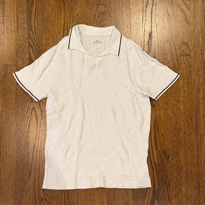 Hollister White Knit Polo with Black Trim
